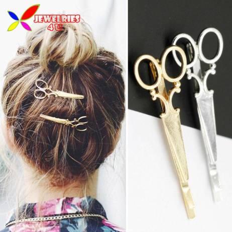 2016 Hot Hairpins Fashion Trendy Lovely Gold Silver Metal Scissors Hair Clips for Women Jewelry Aaccessories pinzas de pelo