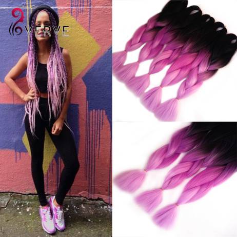 three tone ombre purple braiding hair24''beautiful expression braiding hair 100g/pce ombre jumbo braid synthetic hair extensions