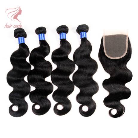 Grade 7A Virgin Hair HC Brazilian Virgin Hair with Closure Human Hair weave with closure Brazilian Body Wave with Lace Closure