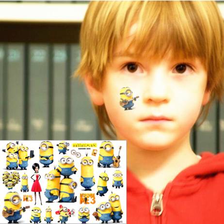 Cartoon Minions Child Temporary Tattoo Body Art Flash Tattoo Stickers 17*10cm Waterproof Henna Tatoo Car Styling Wall Sticker