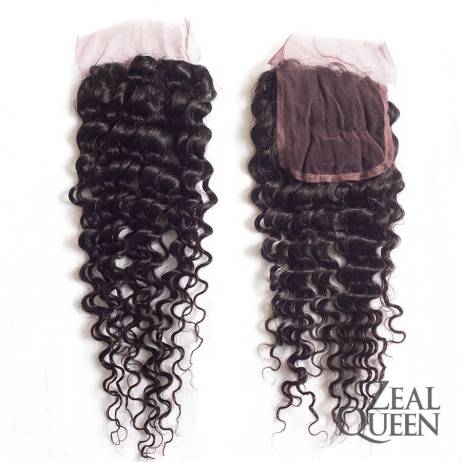 Indian Curly Closure 7A unprocessed Virgin Indian Deep Curly Closure Indian Virgin Curly Hair Lace Closure Bleached Knots