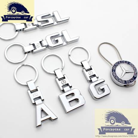 Two-Side 3D car keychain for Mercedes keyring key chain rings keychains for Mercedes Benz LOGO and A B C E S R GL SLK GLK CLS ML