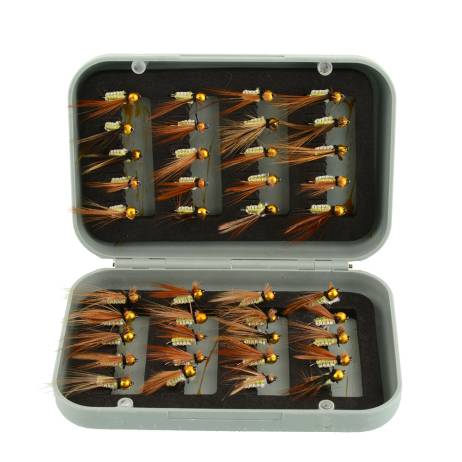 2016 Hot Sale 40pcs Various Dry Fly Fishing Lures Tackle Kits Fishing Trout Flies Goldhead Fish Lures Boxed Set Drop Shipping