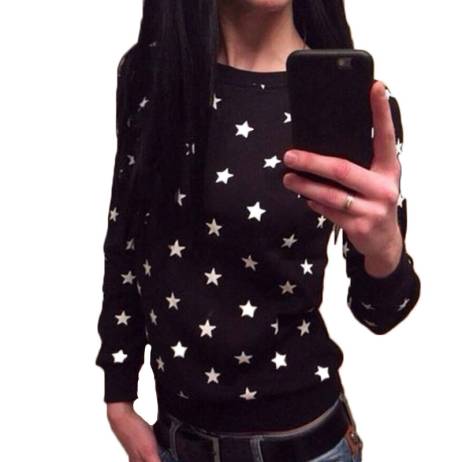 Women Sweatshirt Tracksuit Casual Stylish Plus-size Loose Star Jumper Shirt Floral Top Blouse Tee Pullover S/M/L/XL Hoodies