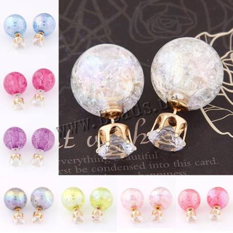 Double Pearl Earrings Balls Colorful Statement Cubic Zircon Channel Stud Crystal Earring Rhinestone Jewelry Women Pendientes