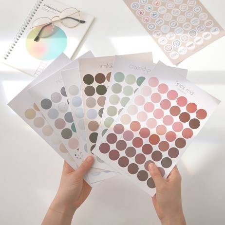 1 Sheet Morandi Series Round Dot Stickers Decorative Sticker Kawaii Deco Sticker DIY Diary Album Label Stationery Scrapbooking