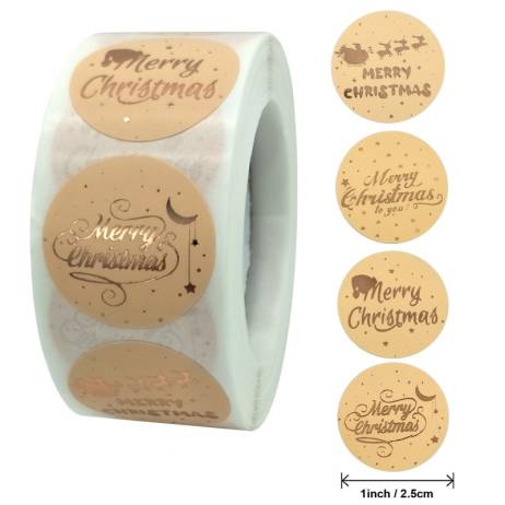 50-500pcs Merry Christmas Stickers Gold S...