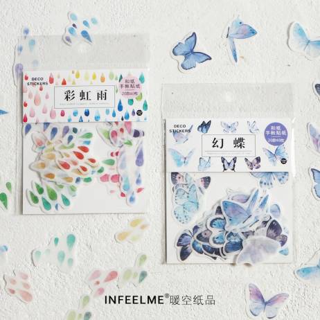 40pcs/pack Sakura Petal Rain Label Sticke...