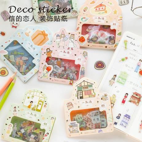 45 Pcs Lovely Cartoon Character Mini Pape...