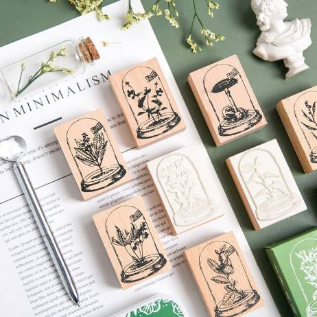 vintage Glass plants decoration stamps st...