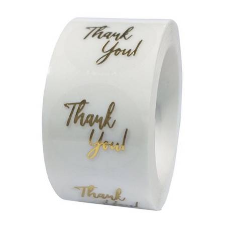 Clear Gold Foil Thank You Stickers For Sm...