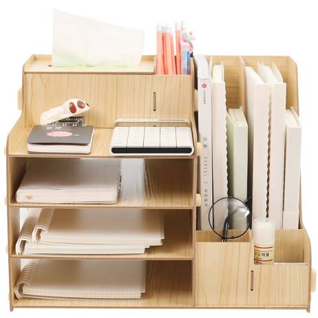 File Sorter 4 Tier Wooden File Document O...