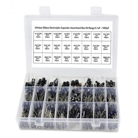 500pcs/set 0.1uf-1000uf 24values Aluminum...