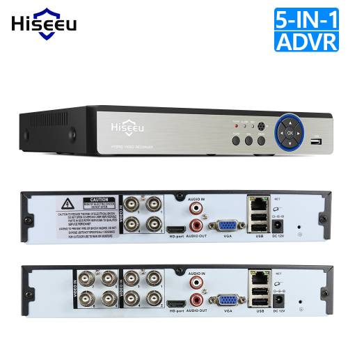 Hiseeu 4CH 8CH 1080P 5 in 1 DVR video recorder for AHD camera analog camera IP camera P2P NVR cctv system DVR H.264 VGA HDMI