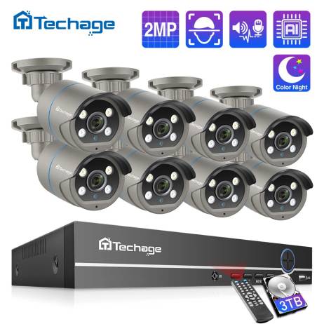 Techage H.265 8CH 1080P POE NVR Kit CCTV ...