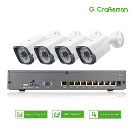 4ch 5MP POE Kit H.265 System CCTV Securit...