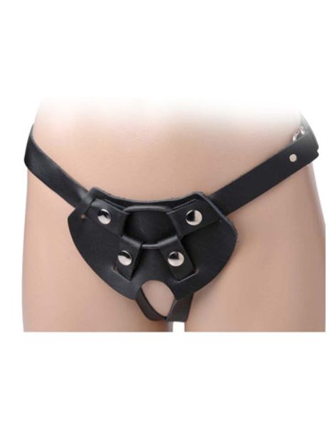 2 Strap Lederen Strap On Harnas