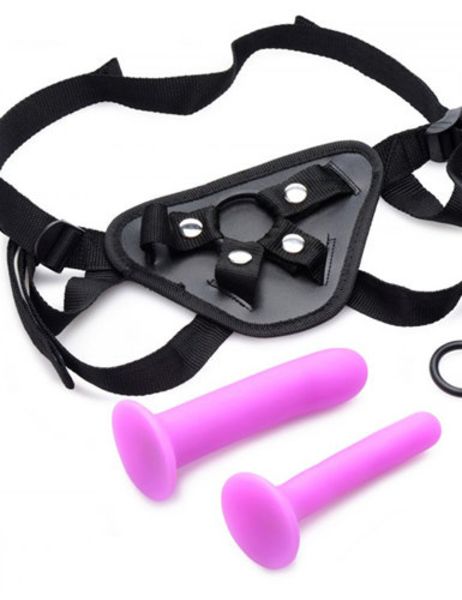 Double G Deluxe Vibrerende Strap On Set