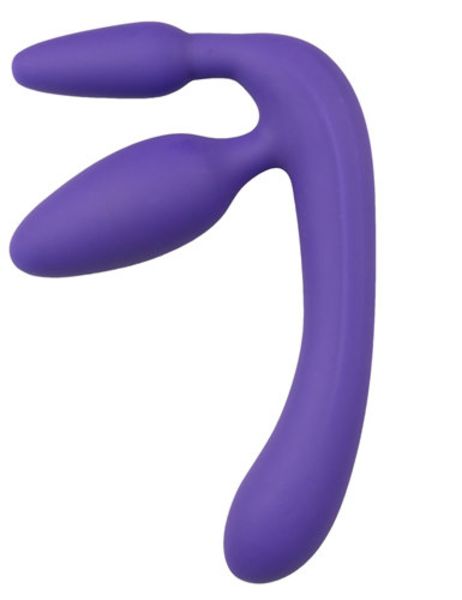 Drie Dubbele Voorbind Dildo Paars