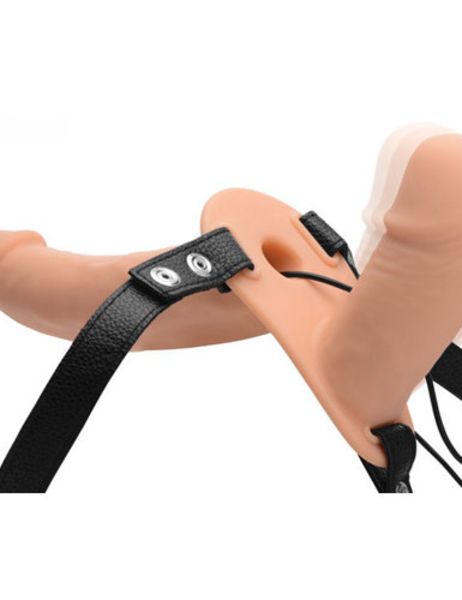 Power Pegger Dubbele Strap On Vibrator Huidkleur