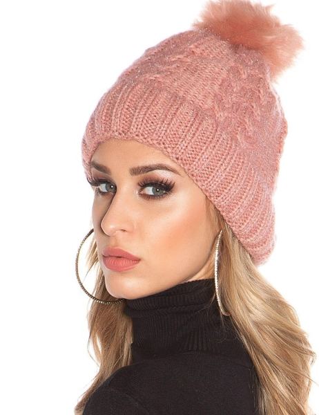 Cosmoda Collection Trendy Gebreide Muts Met Nep Bont Pompom Rose Ai0000ench 1715 5