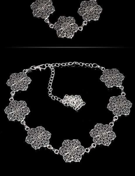 Cosmoda Collection Trendy ketting riem bloemen look elementen zilver