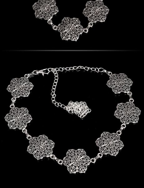 Cosmoda Collection Trendy ketting riem bloemen look elementen zilver