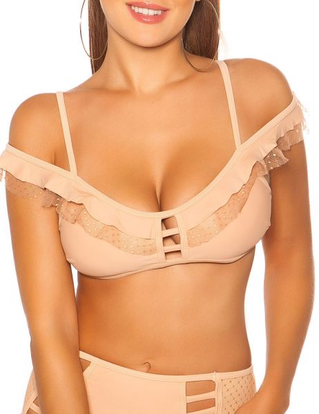 Cosmoda Collection Sexy bikini met hoge taille broek & verwijderbare pads beige