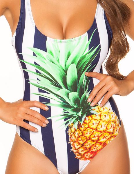 Cosmoda Collection Trendy zwempak-badpak met ananas-print gewatteerd marineblauw