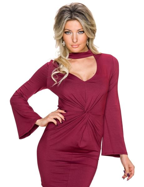 -mini-jurk-met-lange-mouwen-wijn-rood(2695)