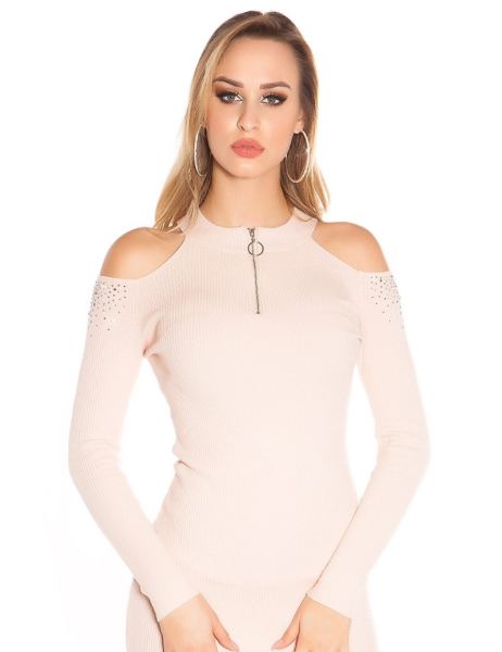 -sexy-blote-schouder-geribde-gebreide-jurk-met-studs-roze(3195)