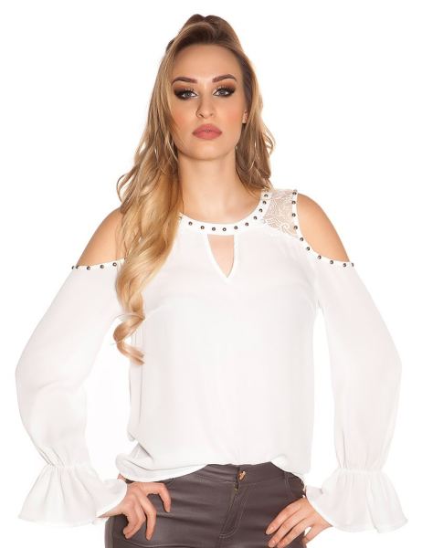 Cosmoda Collection Sexy blote schouder-blouse wit