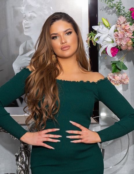 cosmoda-collection-sexy-carmen-halslijn-jurk-groen(3595)