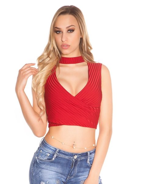 Cosmoda Collection Sexy crop top met wow decollete bordeaux