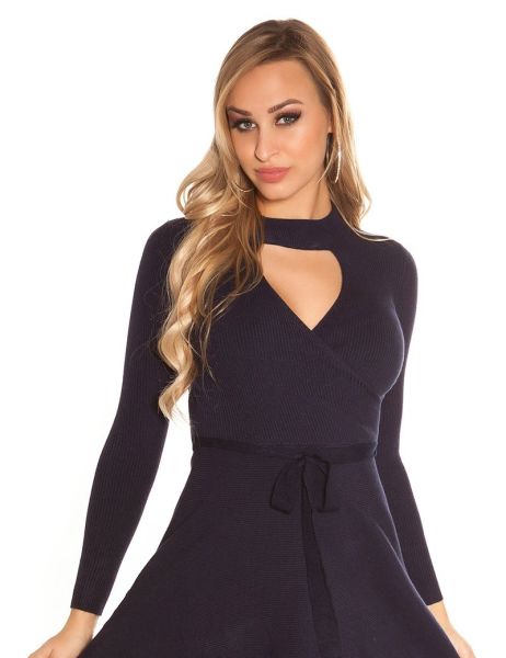 cosmoda-collection-sexy-geribde-gebreide-jurk-wikkel-look-marineblauw(4395)