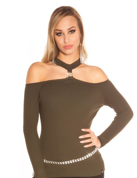 cosmoda-collection-sexy-geribde-trui-met-open-schouders-strass-steentjes-khaki-ai0000isf9001-5(2995)
