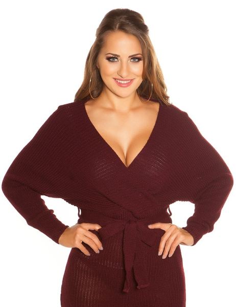 cosmoda-collection-sexy-grof-gebreid-mini-jurkje-met-riem-bordeaux-ai0000k18042-3(3395)