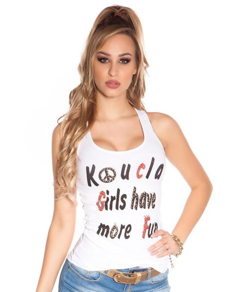 Cosmoda Collection Sexy koucla girls have more fun tanktop met studs wit