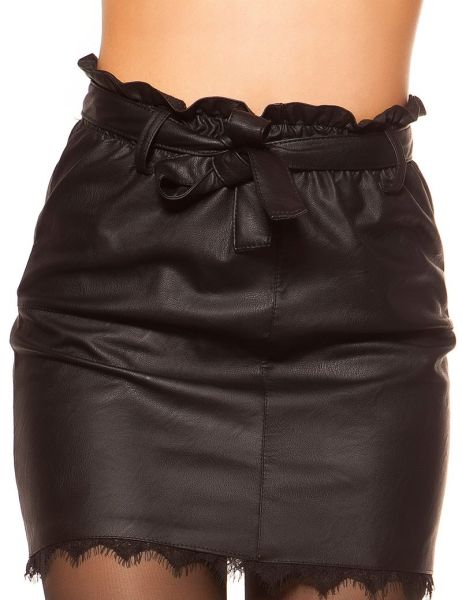 cosmoda-collection-sexy-lederlook-mini-rokje-met-kant-riem-zwart(3695)