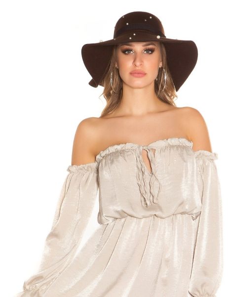 cosmoda-collection-sexy-mini-jurkje-carmen-halslijn-satijn-look-beige(4595)