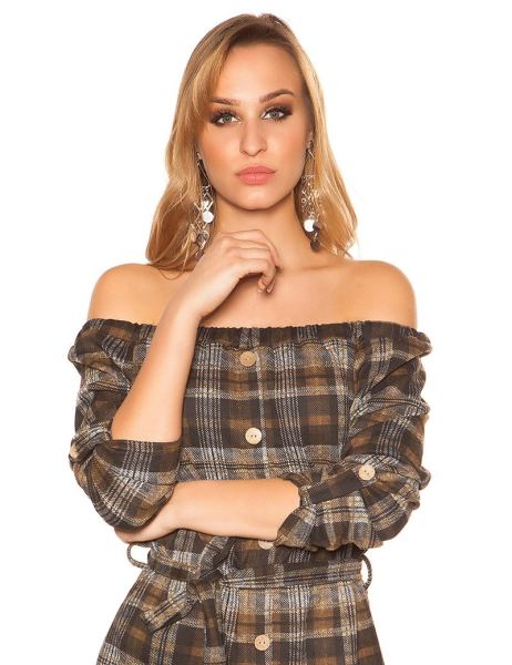 cosmoda-collection-sexy-mini-jurkje-geruit-met-riem-bruin-ai0000k8063-2(2995)