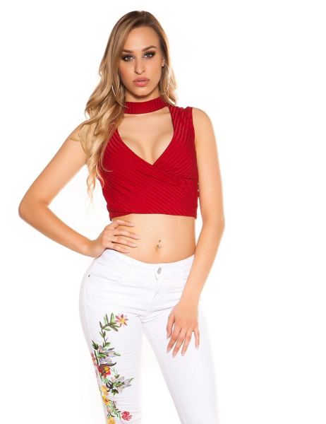 Cosmoda Collection Sexy skinny jeans met bloemen-print borduurwerk wit