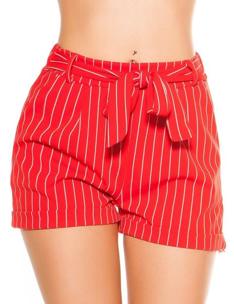 Cosmoda Collection Sexy zakelijke uitstraling shorts gestreept met strik rood