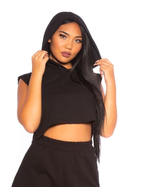 cosmoda-collection-sporty-2-piece-set-crop-hoodie-shorts-zwart(4495)