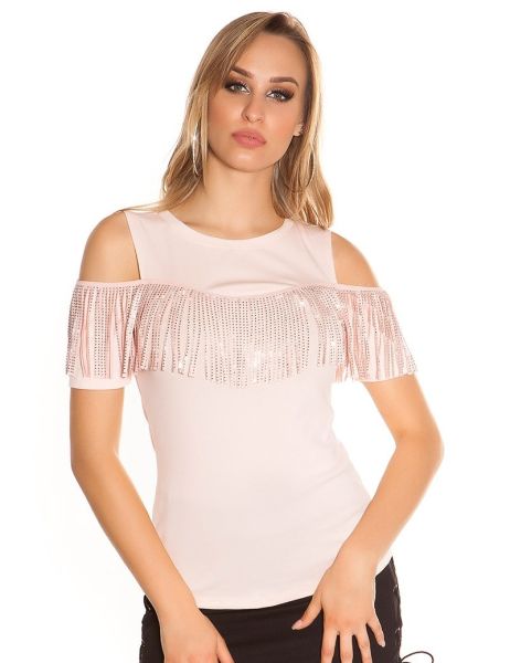 cosmoda-collection-trendy-blote-schouder-shirt-met-franjes-studs-roze(2695)
