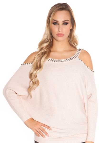 cosmoda-collection-trendy-blote-schouder-sweater-trui-met-klinknagels-antiekroze-ai0000isfp9010-1(1199)