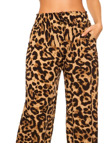Cosmoda Collection Trendy casual zomer broek luipaard-print luipaardbruin