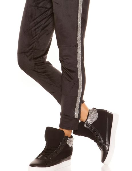 Cosmoda Collection Trendy Fluweel Look Joggingbroek Met Glitter Strepen Zwart Ai0000enleg 461 1