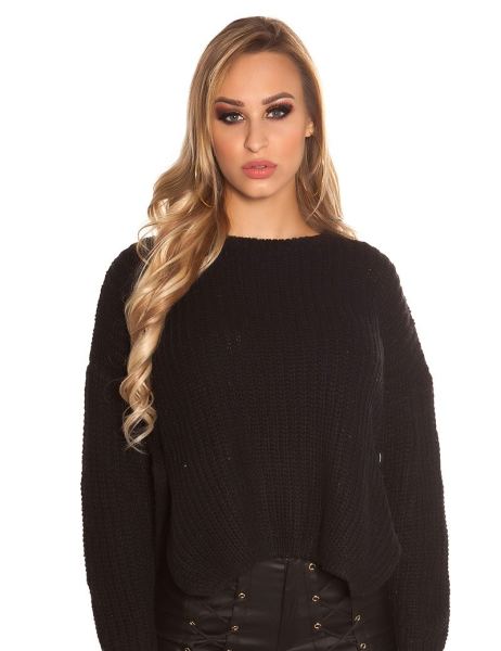 Cosmoda Collection Trendy gebreide sweater-trui zwart