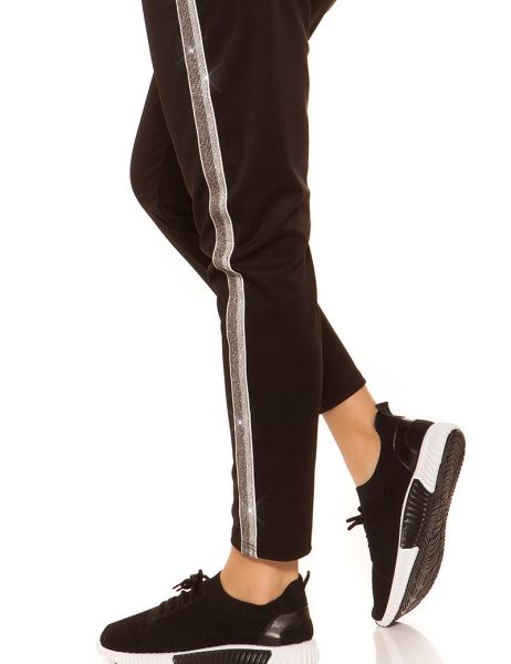 Cosmoda Collection Trendy joggingbroek met contrast strepen zwart